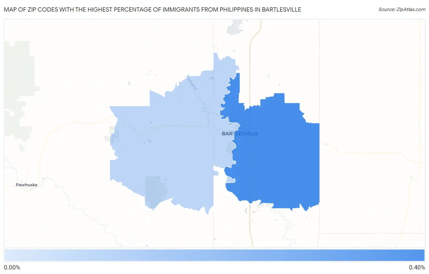 Zip Codes with the Highest Percentage of Immigrants from Philippines in Bartlesville Map
