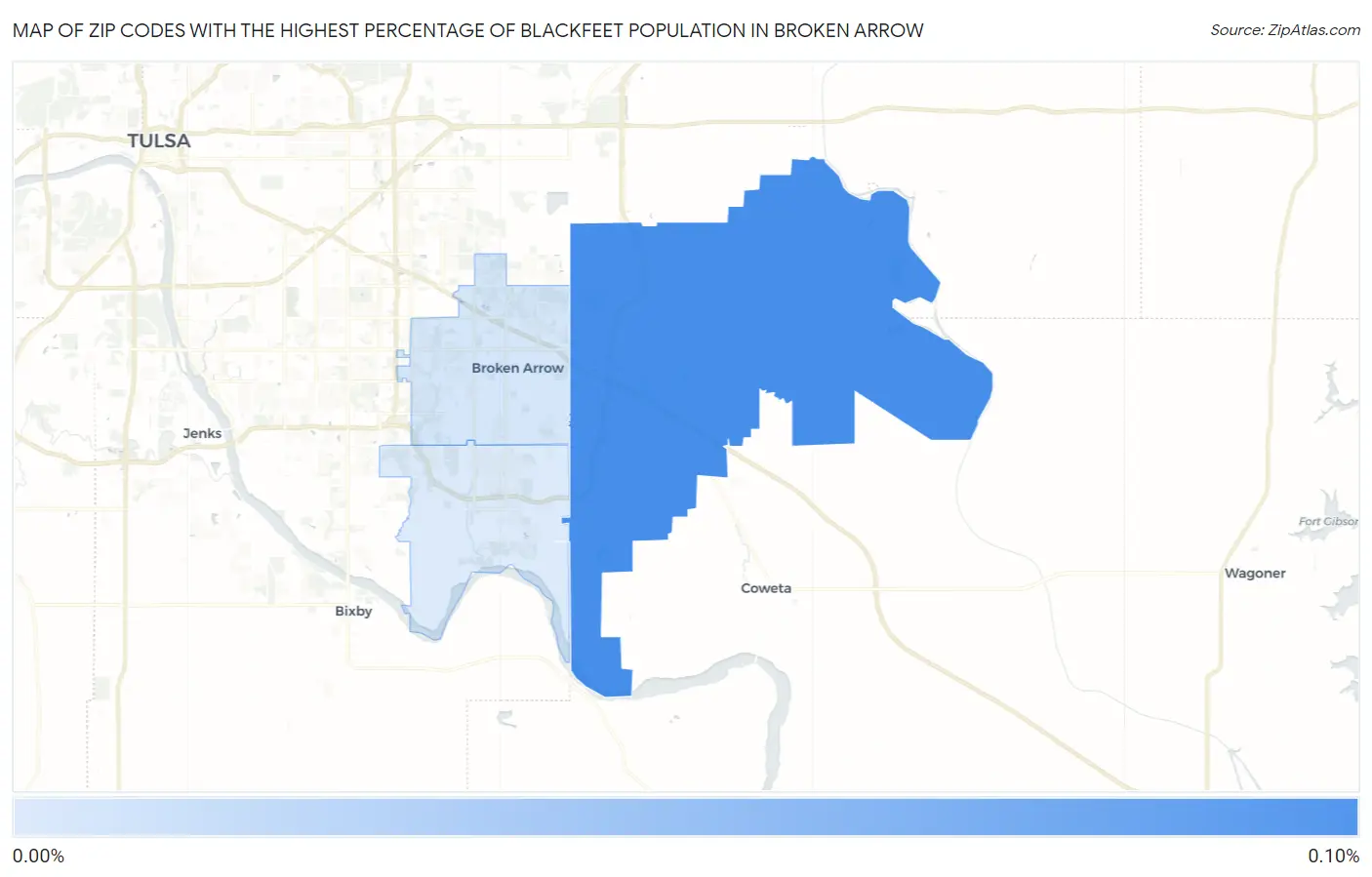 Zip Codes with the Highest Percentage of Blackfeet Population in Broken Arrow Map