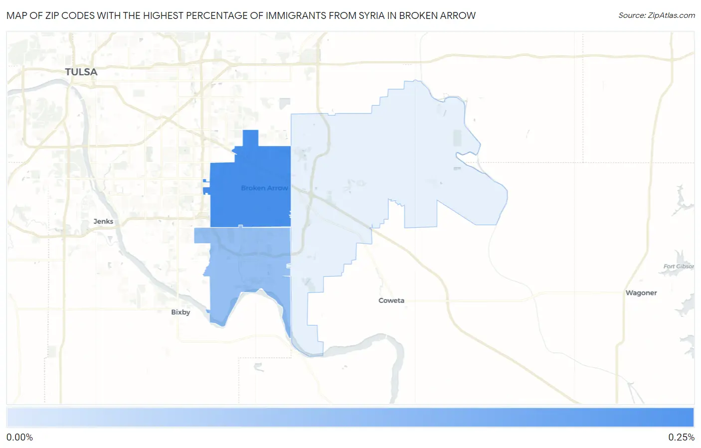 Zip Codes with the Highest Percentage of Immigrants from Syria in Broken Arrow Map