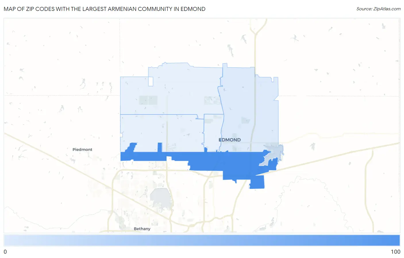 Zip Codes with the Largest Armenian Community in Edmond Map