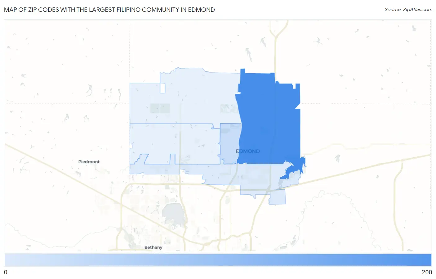 Zip Codes with the Largest Filipino Community in Edmond Map