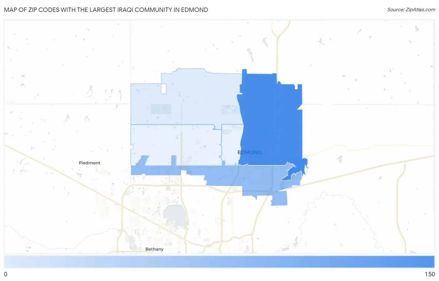 Zip Codes with the Largest Iraqi Community in Edmond Map