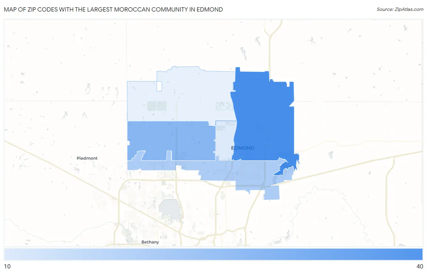 Zip Codes with the Largest Moroccan Community in Edmond Map