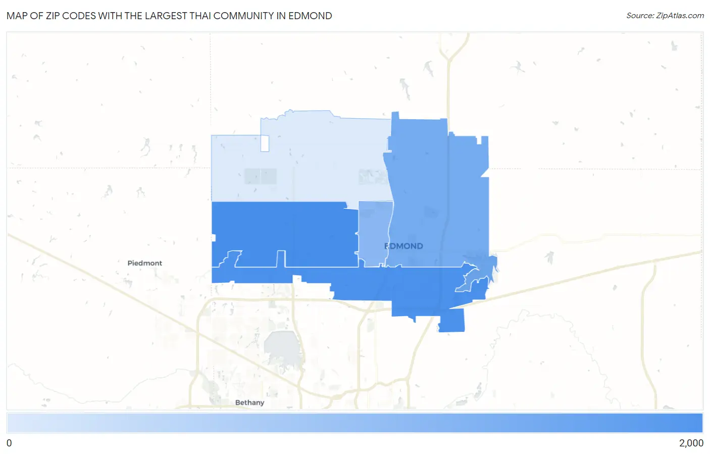 Zip Codes with the Largest Thai Community in Edmond Map