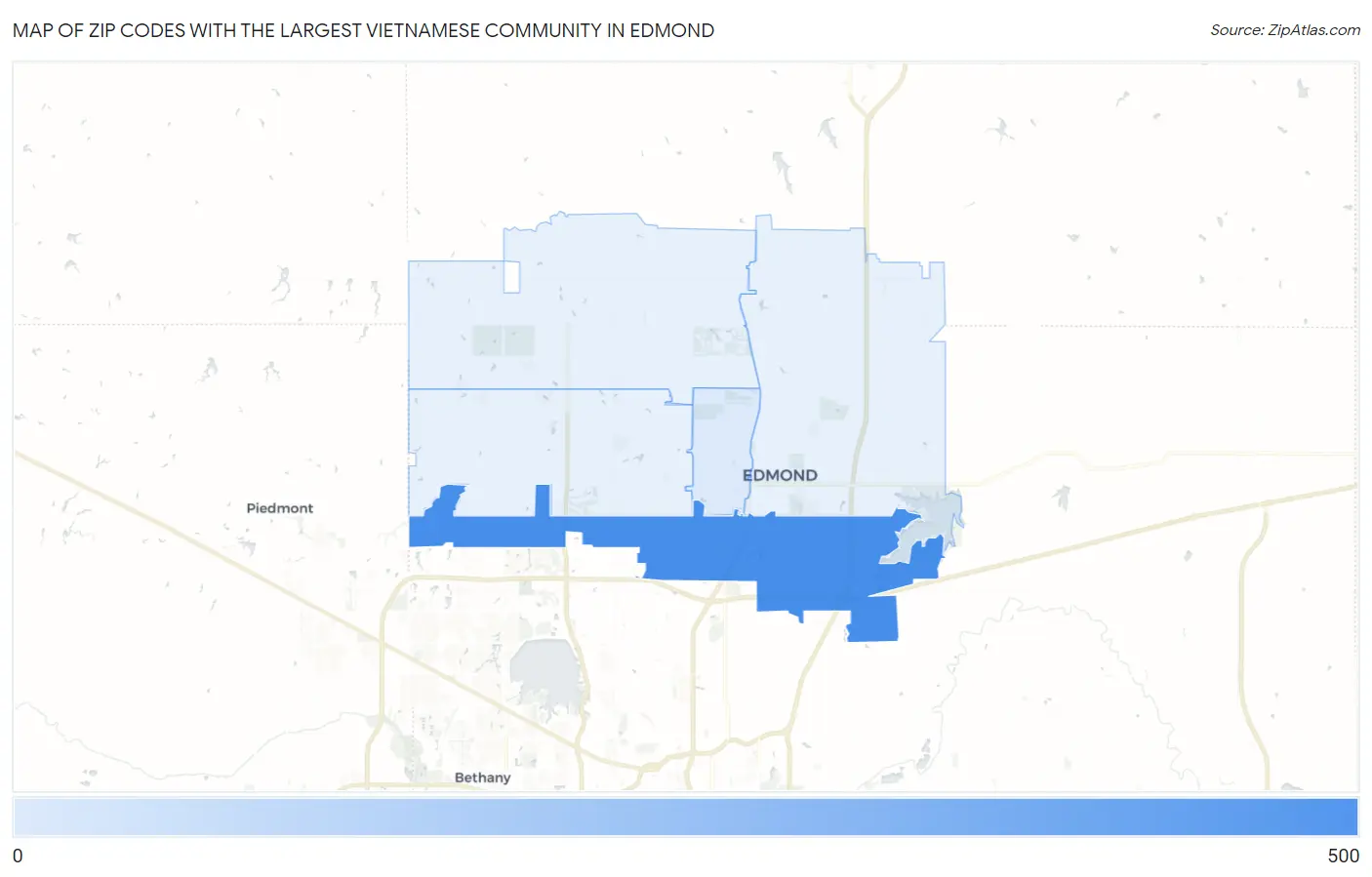 Zip Codes with the Largest Vietnamese Community in Edmond Map