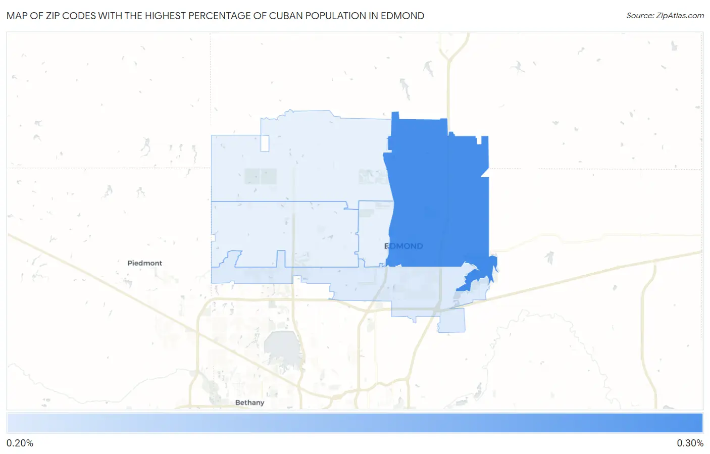 Zip Codes with the Highest Percentage of Cuban Population in Edmond Map