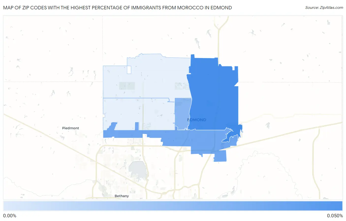 Zip Codes with the Highest Percentage of Immigrants from Morocco in Edmond Map