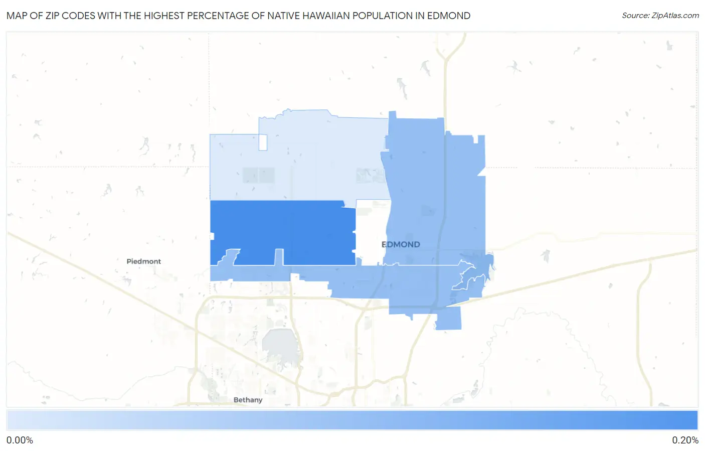 Zip Codes with the Highest Percentage of Native Hawaiian Population in Edmond Map