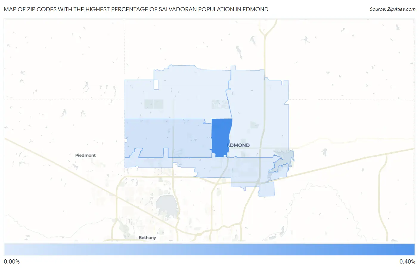 Zip Codes with the Highest Percentage of Salvadoran Population in Edmond Map