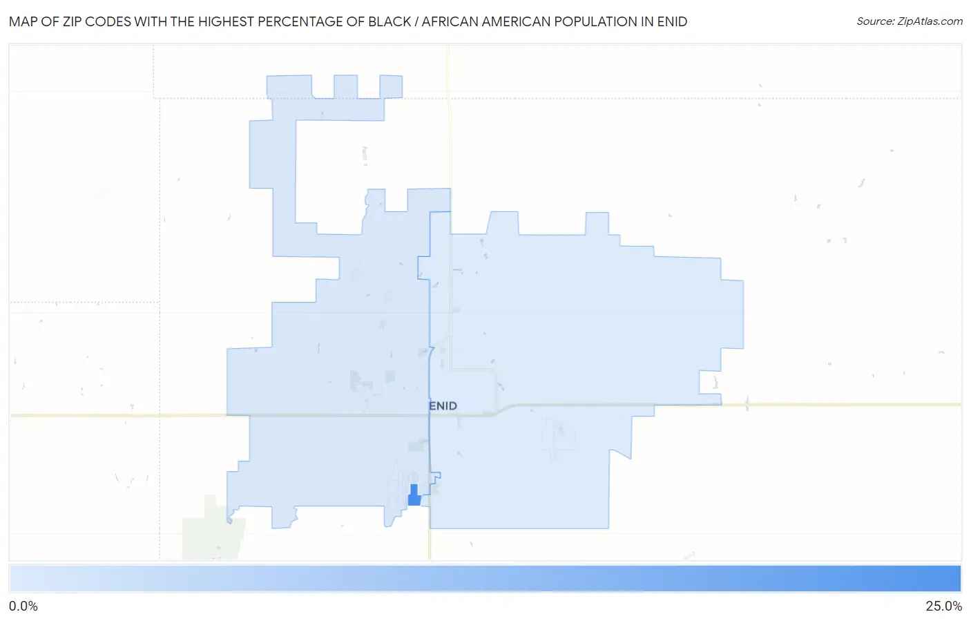 Zip Codes with the Highest Percentage of Black / African American Population in Enid Map