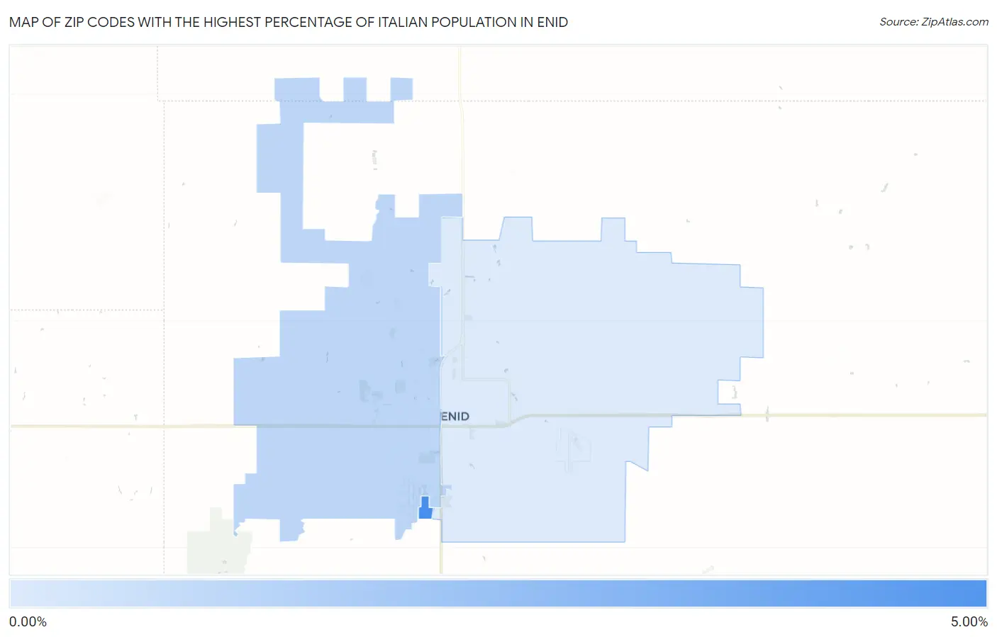 Zip Codes with the Highest Percentage of Italian Population in Enid Map