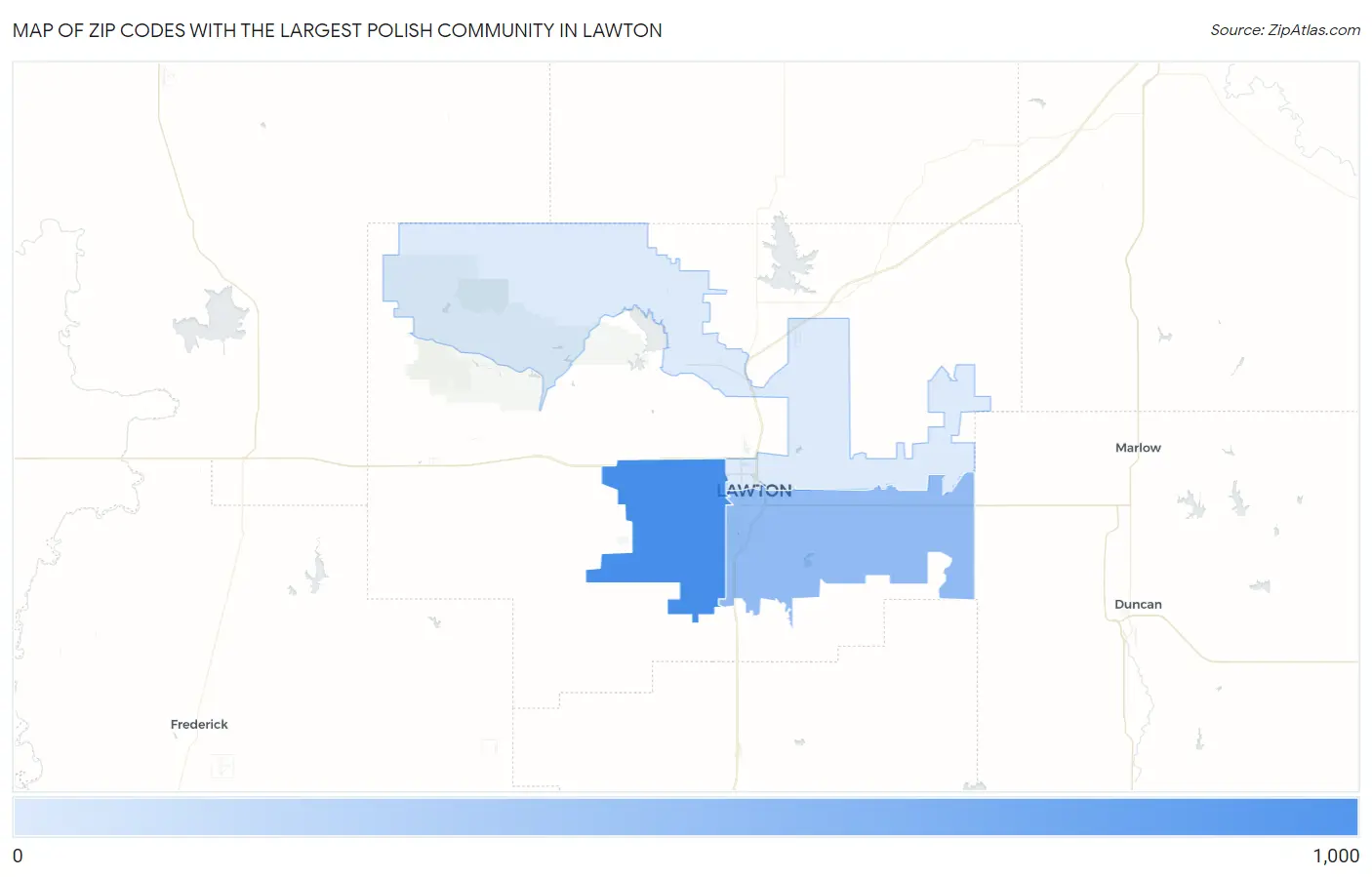 Zip Codes with the Largest Polish Community in Lawton Map