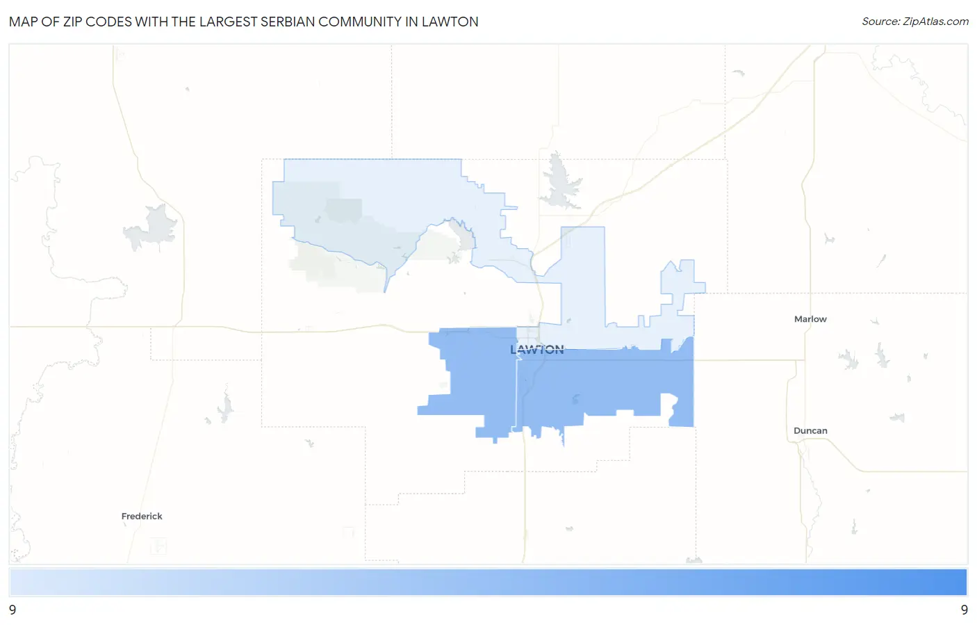 Zip Codes with the Largest Serbian Community in Lawton Map