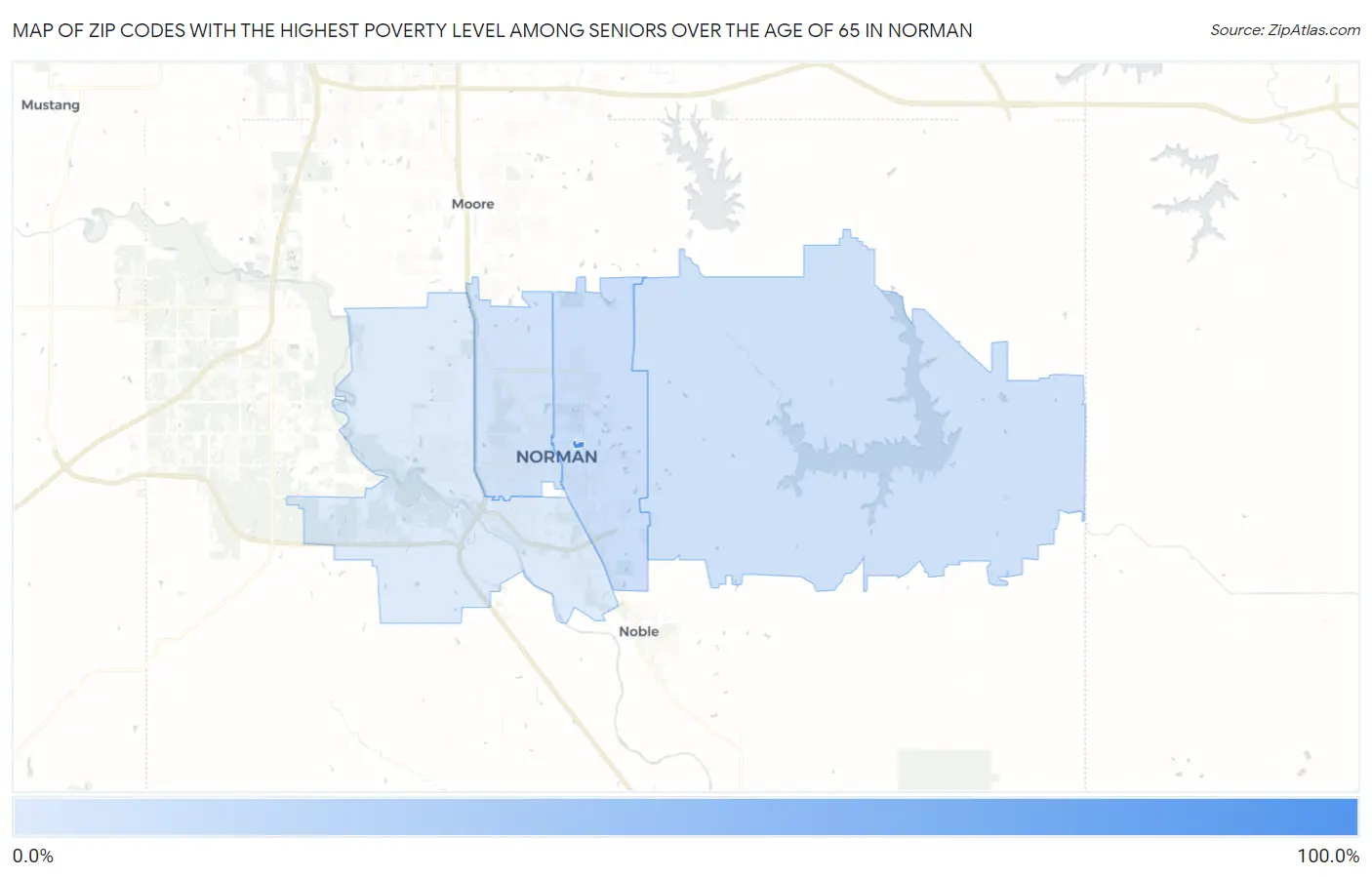 Zip Codes with the Highest Poverty Level Among Seniors Over the Age of 65 in Norman Map