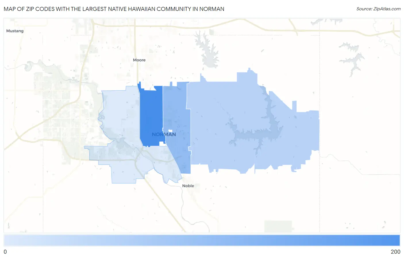 Zip Codes with the Largest Native Hawaiian Community in Norman Map