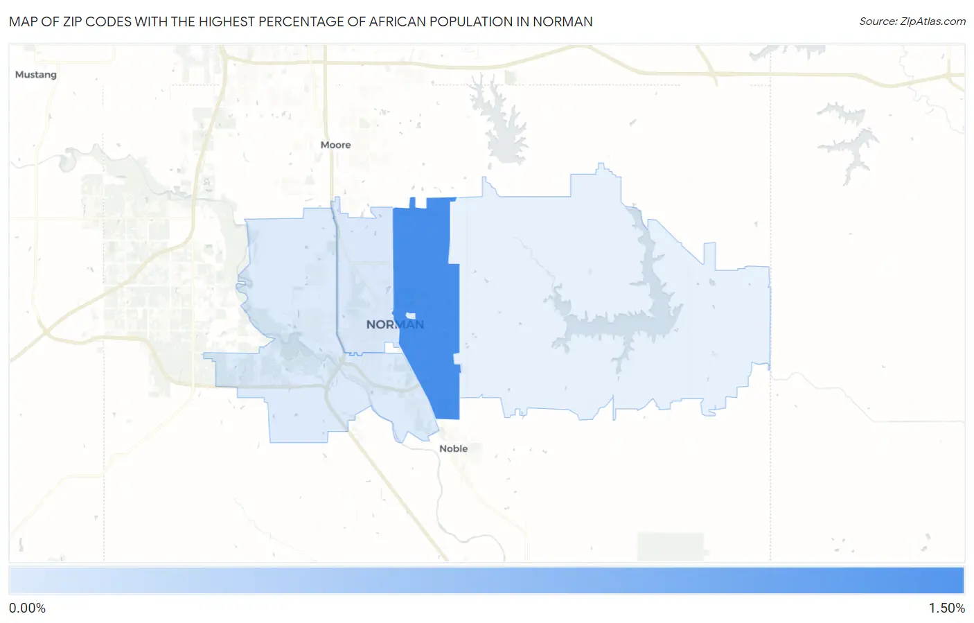 Zip Codes with the Highest Percentage of African Population in Norman Map