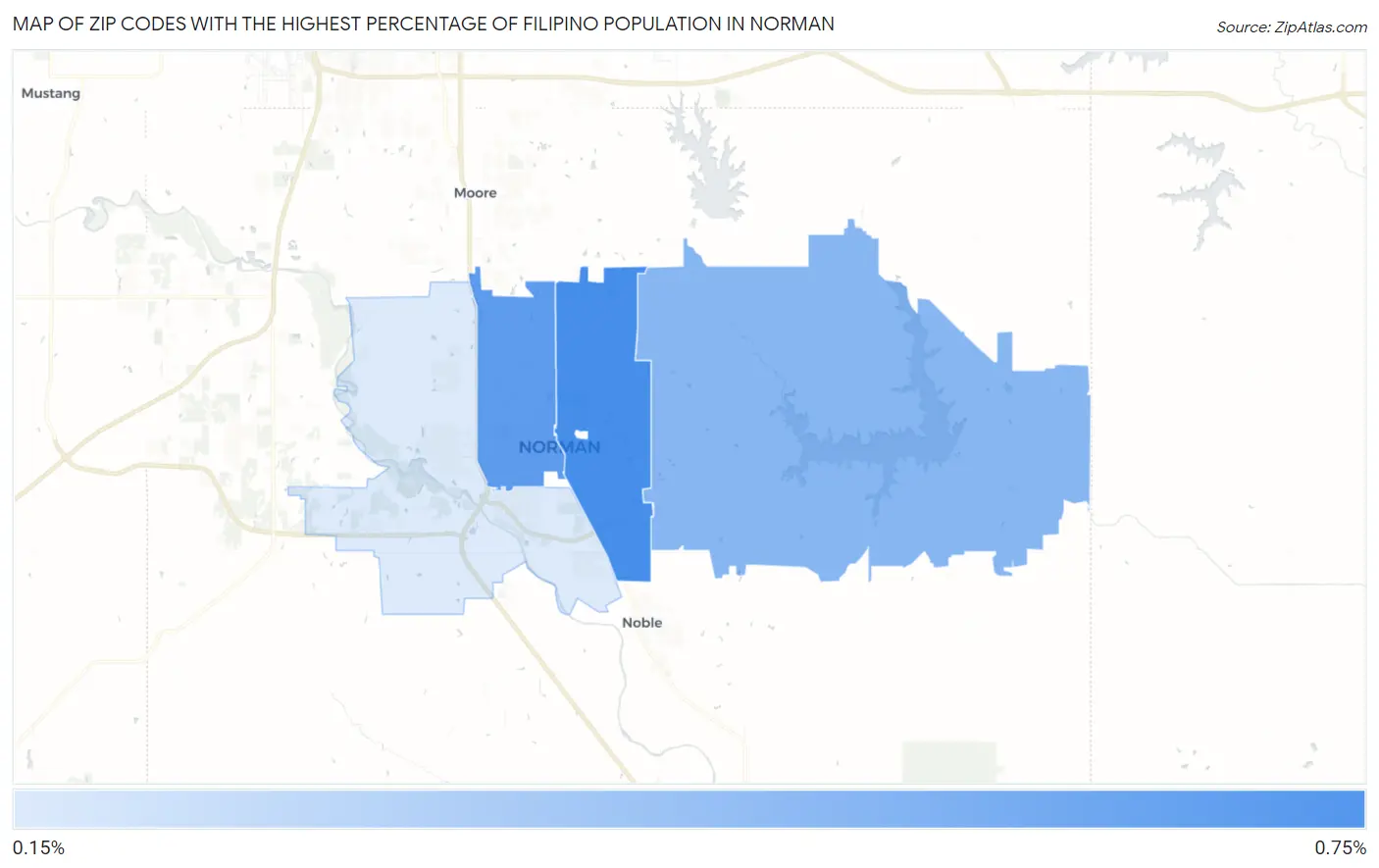 Zip Codes with the Highest Percentage of Filipino Population in Norman Map