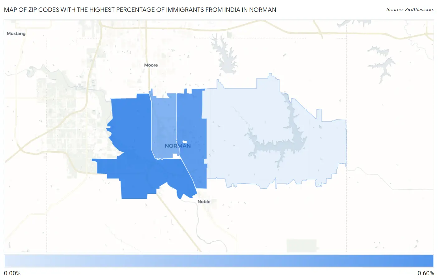 Zip Codes with the Highest Percentage of Immigrants from India in Norman Map