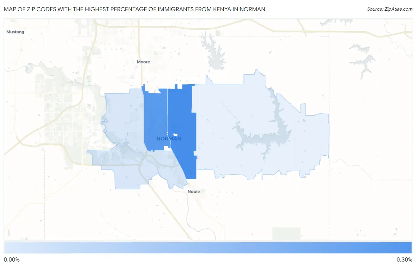 Zip Codes with the Highest Percentage of Immigrants from Kenya in Norman Map