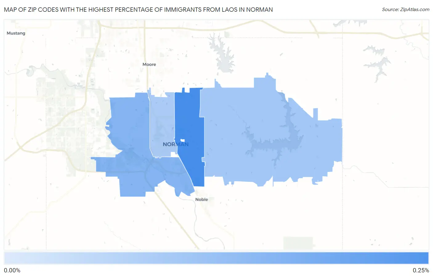 Zip Codes with the Highest Percentage of Immigrants from Laos in Norman Map