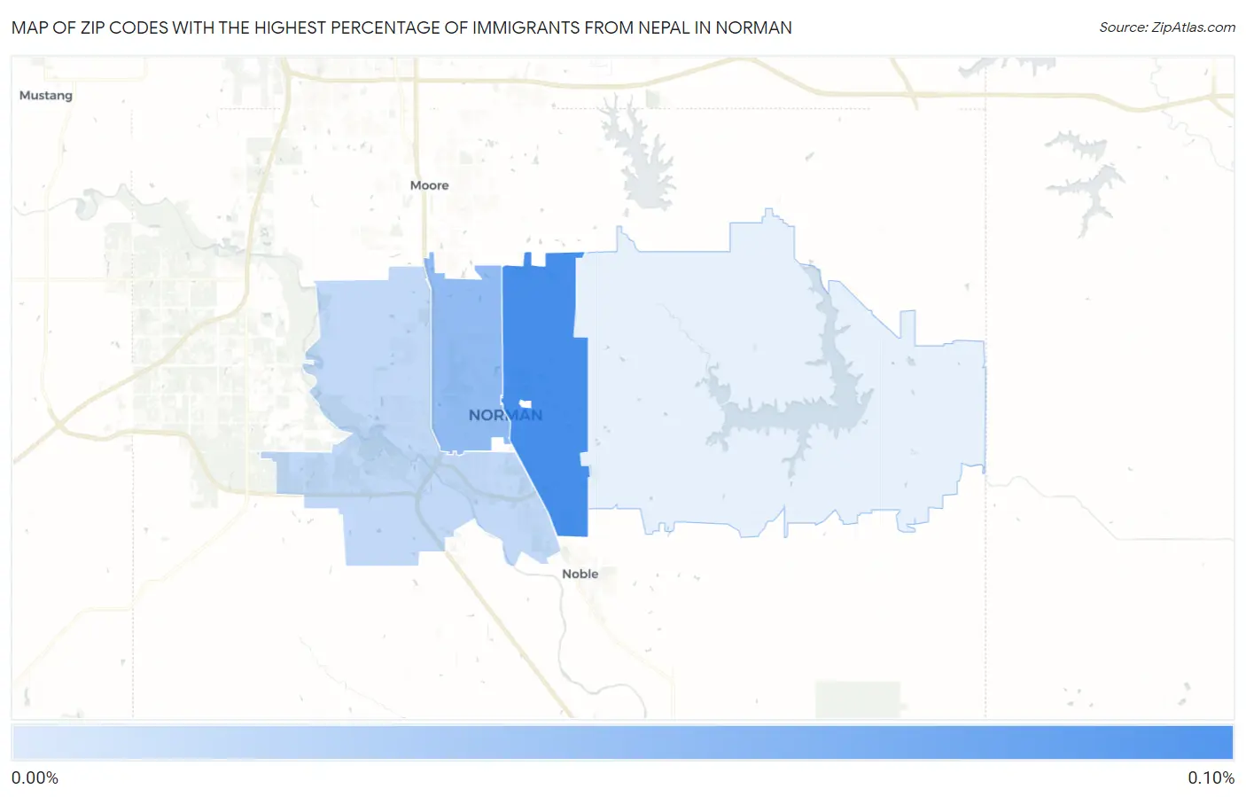 Zip Codes with the Highest Percentage of Immigrants from Nepal in Norman Map