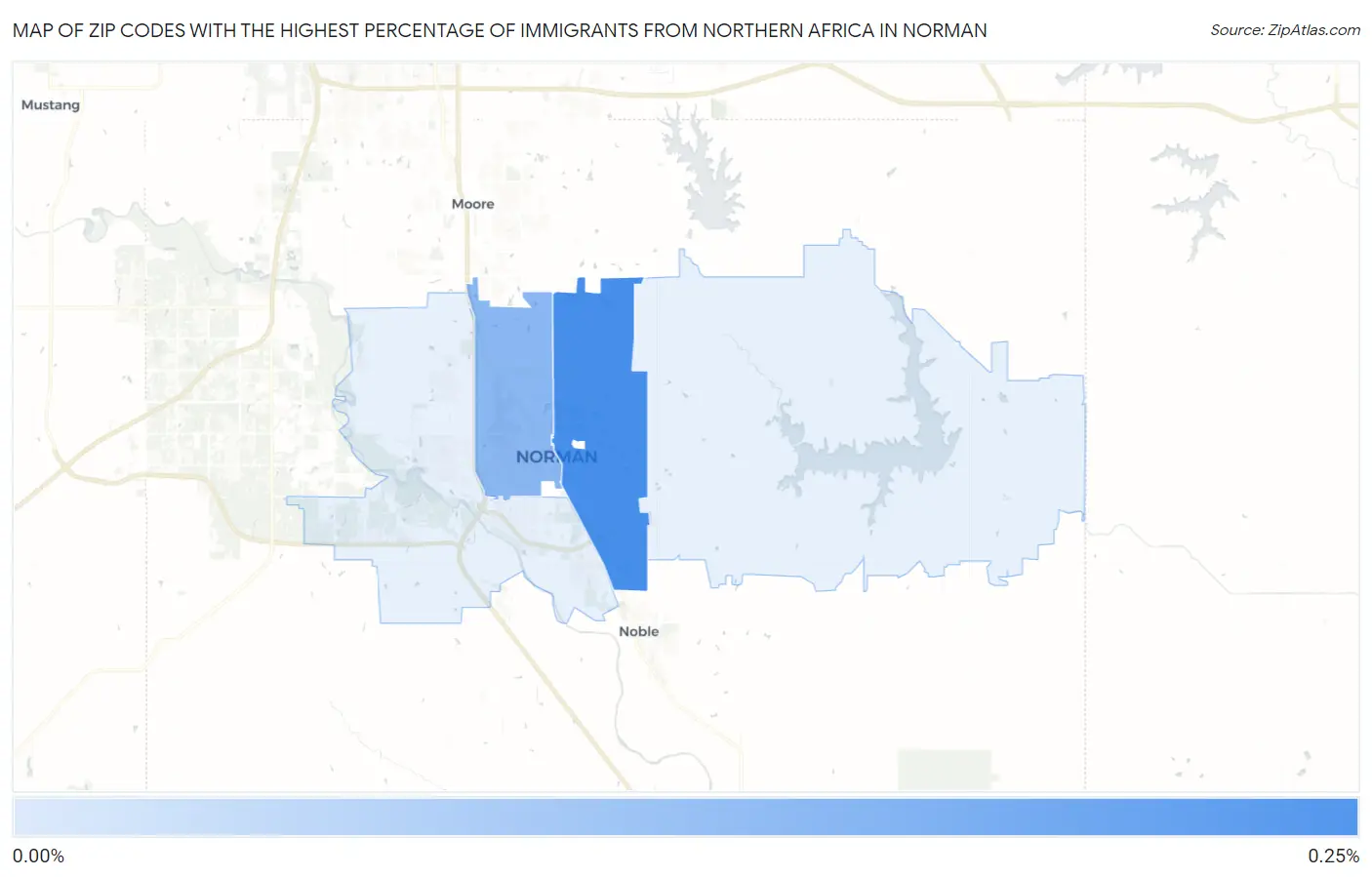 Zip Codes with the Highest Percentage of Immigrants from Northern Africa in Norman Map
