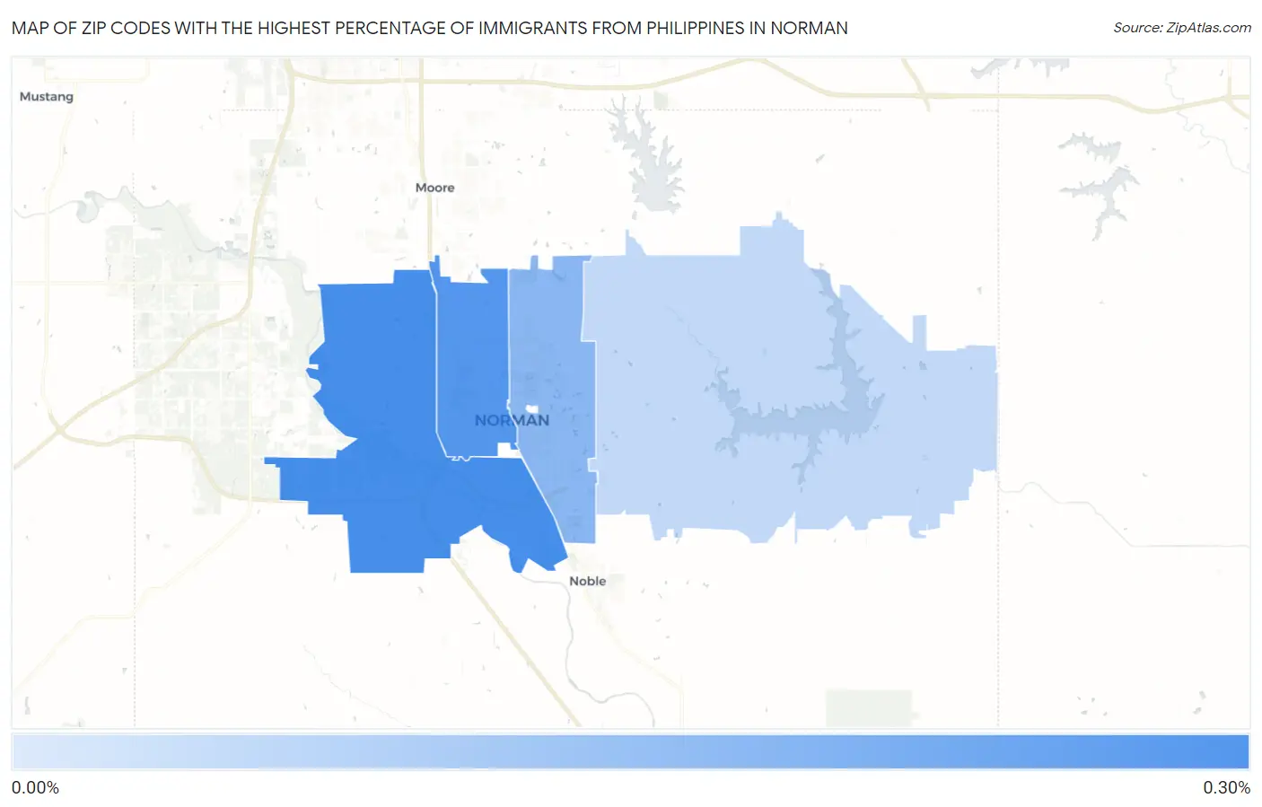 Zip Codes with the Highest Percentage of Immigrants from Philippines in Norman Map