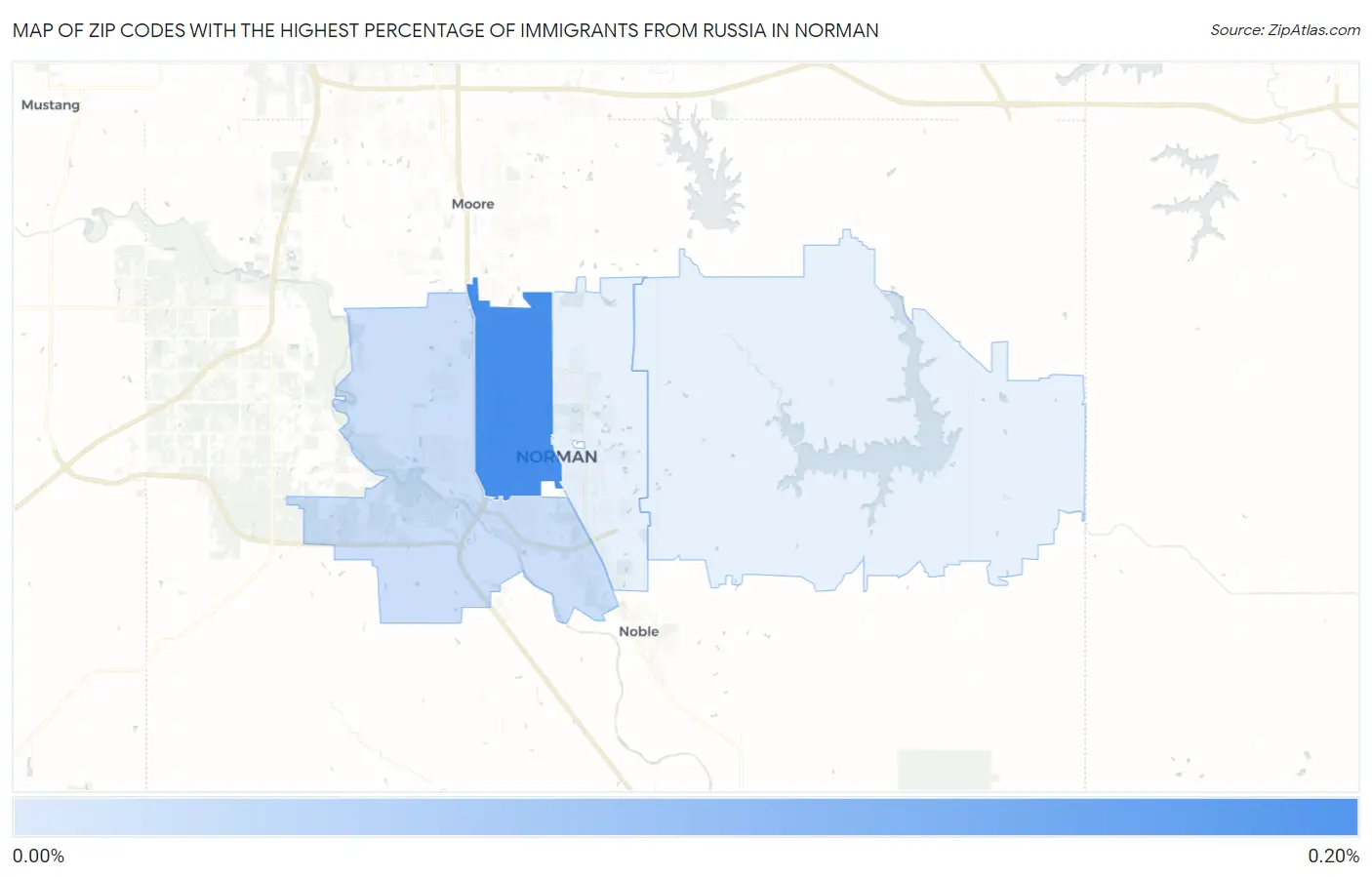 Zip Codes with the Highest Percentage of Immigrants from Russia in Norman Map