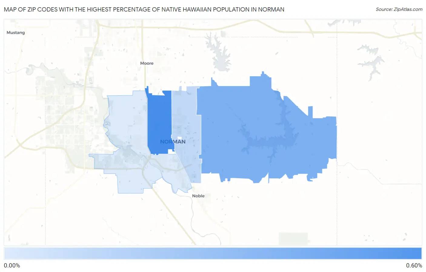 Zip Codes with the Highest Percentage of Native Hawaiian Population in Norman Map