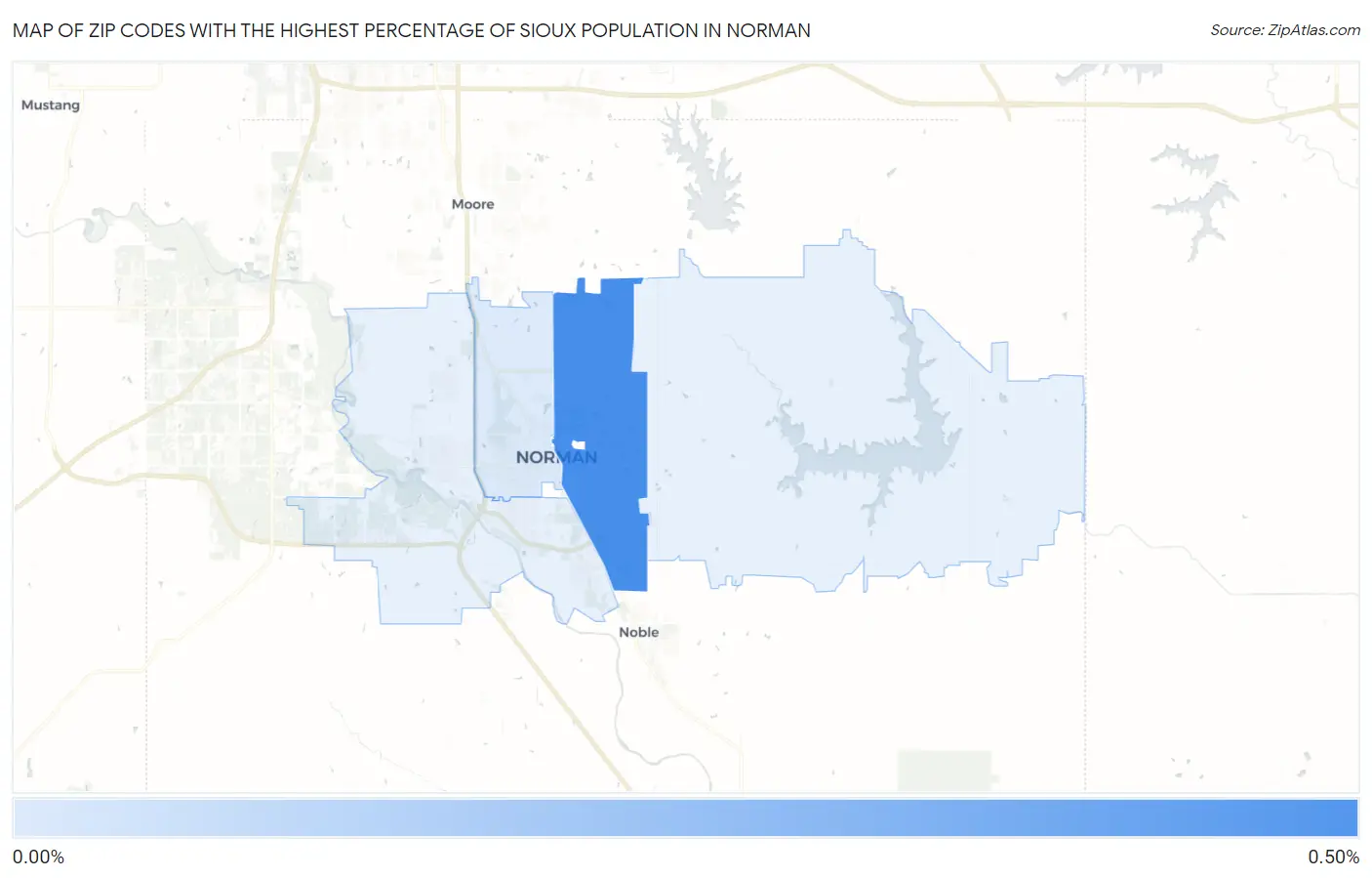 Zip Codes with the Highest Percentage of Sioux Population in Norman Map