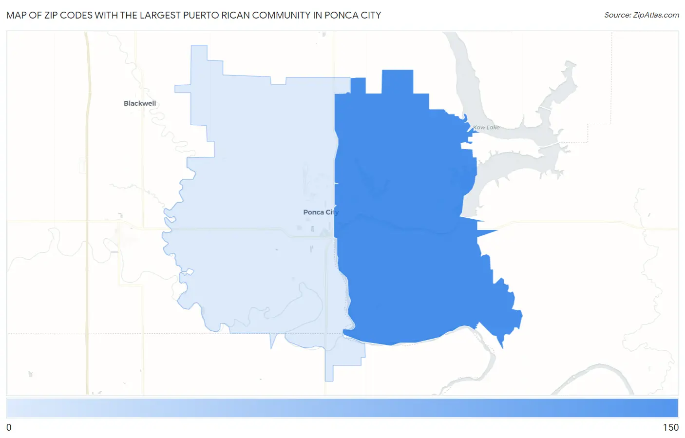 Zip Codes with the Largest Puerto Rican Community in Ponca City Map