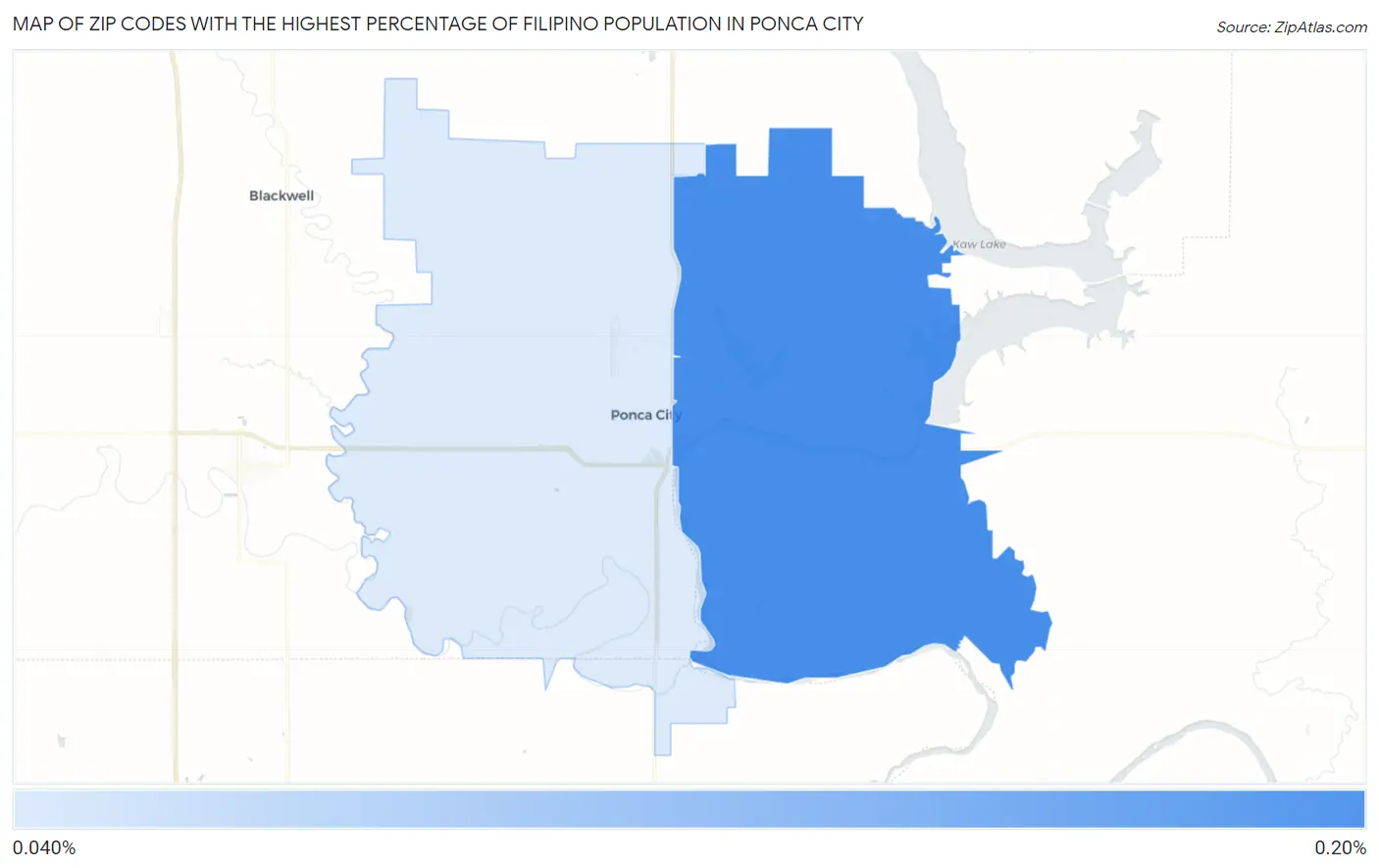 Zip Codes with the Highest Percentage of Filipino Population in Ponca City Map