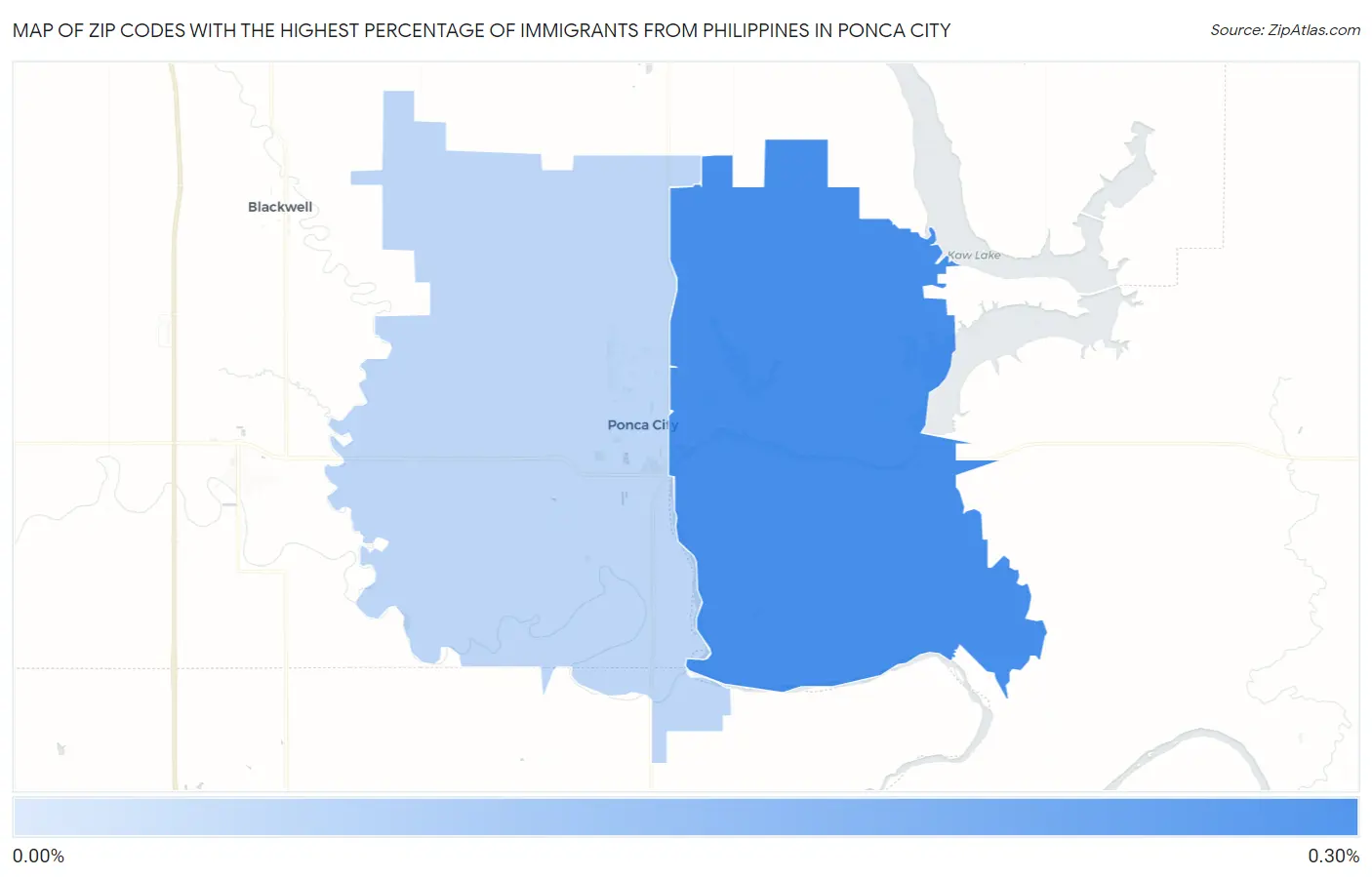 Zip Codes with the Highest Percentage of Immigrants from Philippines in Ponca City Map