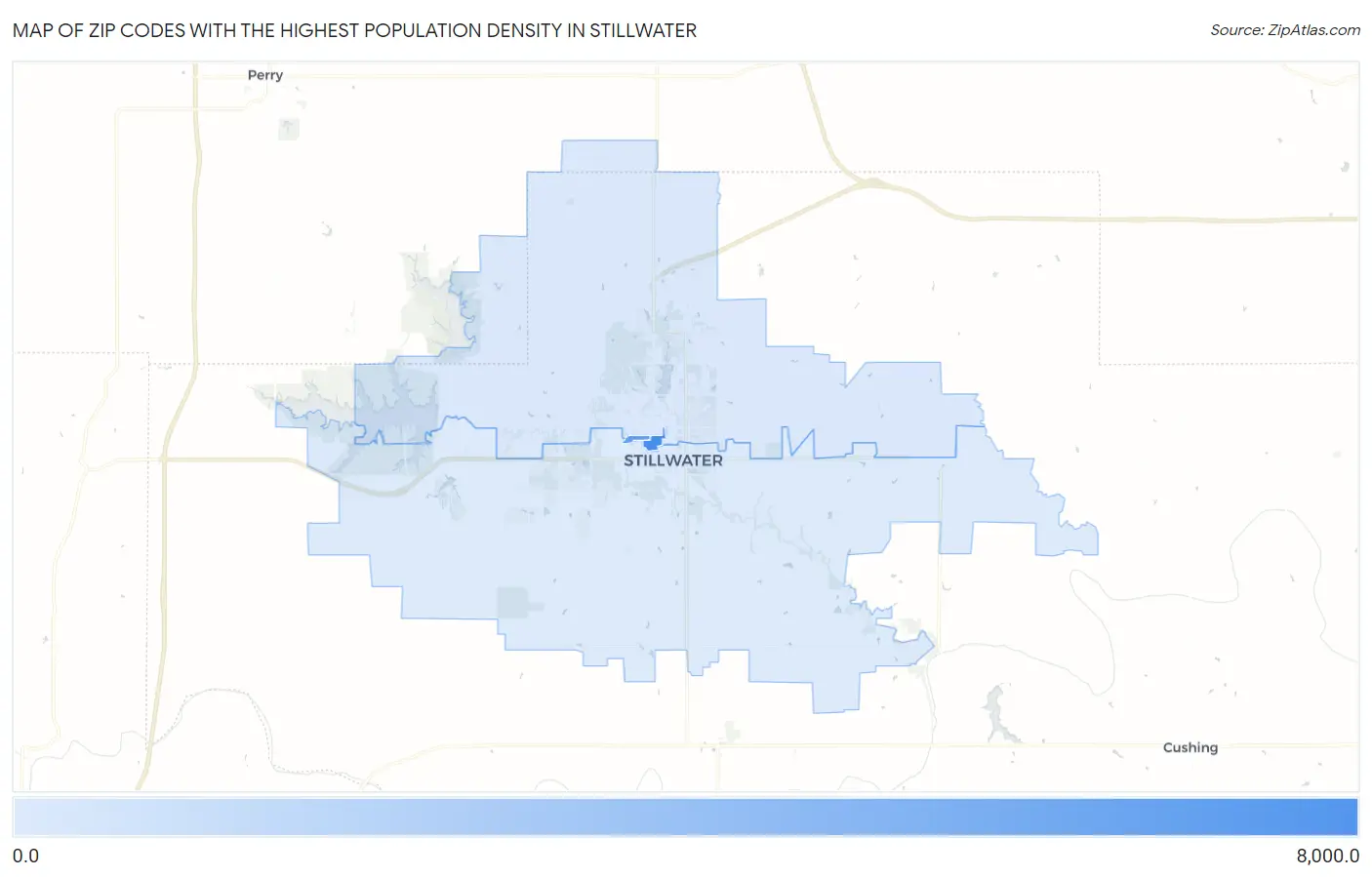 Zip Codes with the Highest Population Density in Stillwater Map