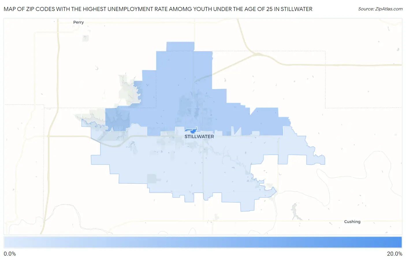 Zip Codes with the Highest Unemployment Rate Amomg Youth Under the Age of 25 in Stillwater Map