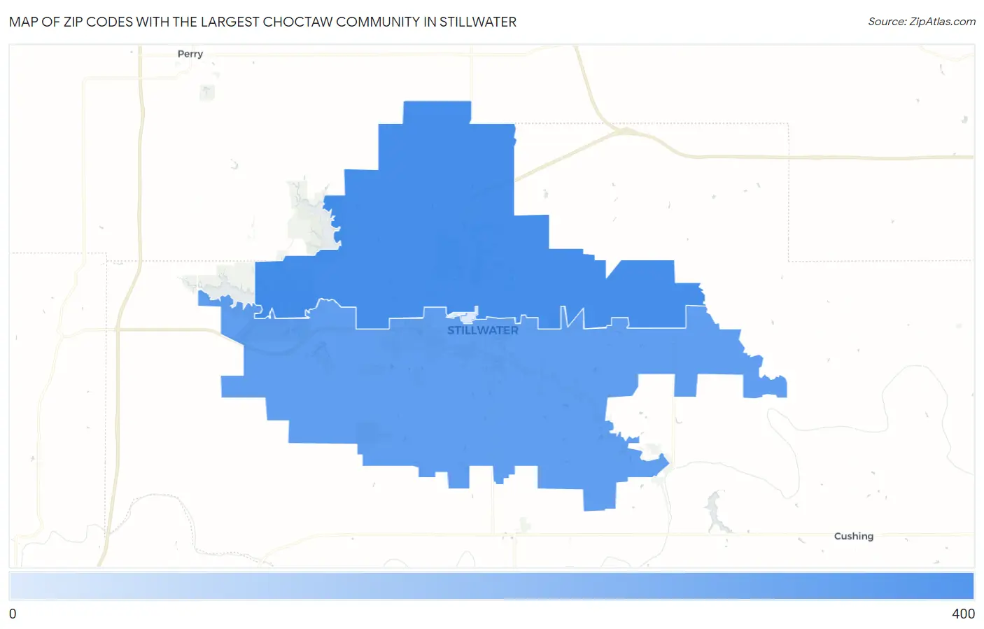 Zip Codes with the Largest Choctaw Community in Stillwater Map