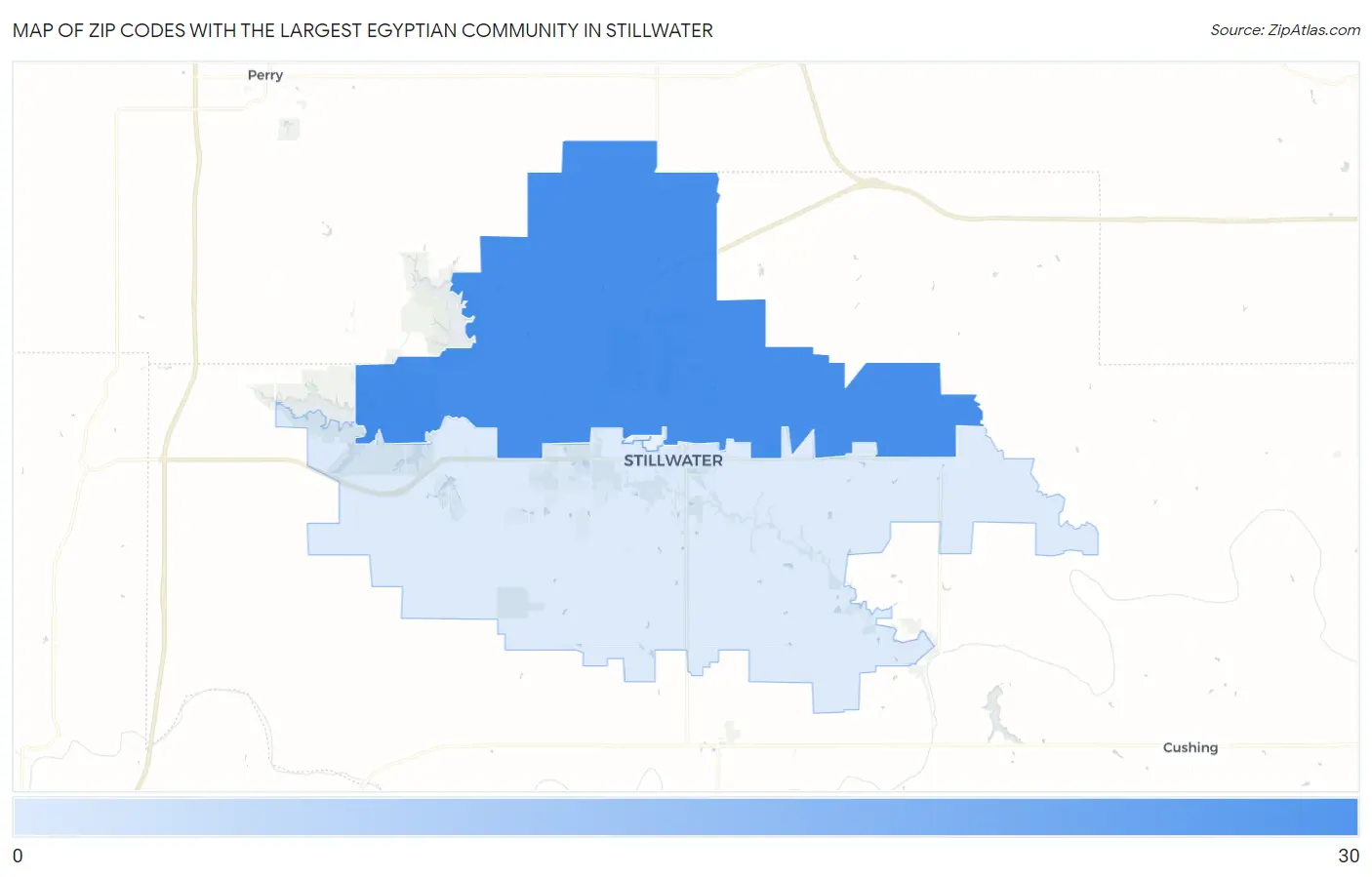 Zip Codes with the Largest Egyptian Community in Stillwater Map