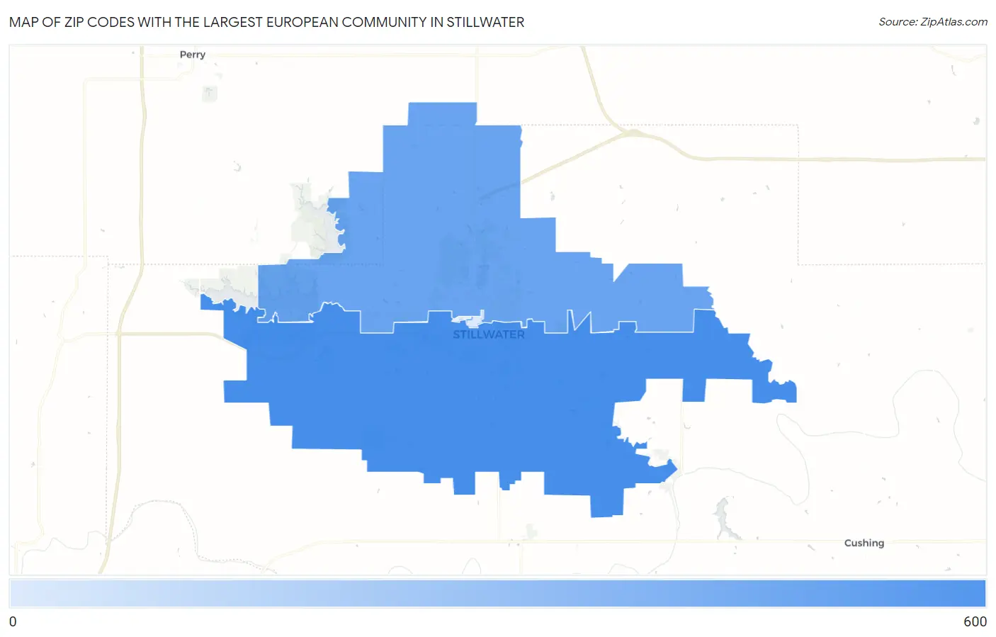 Zip Codes with the Largest European Community in Stillwater Map