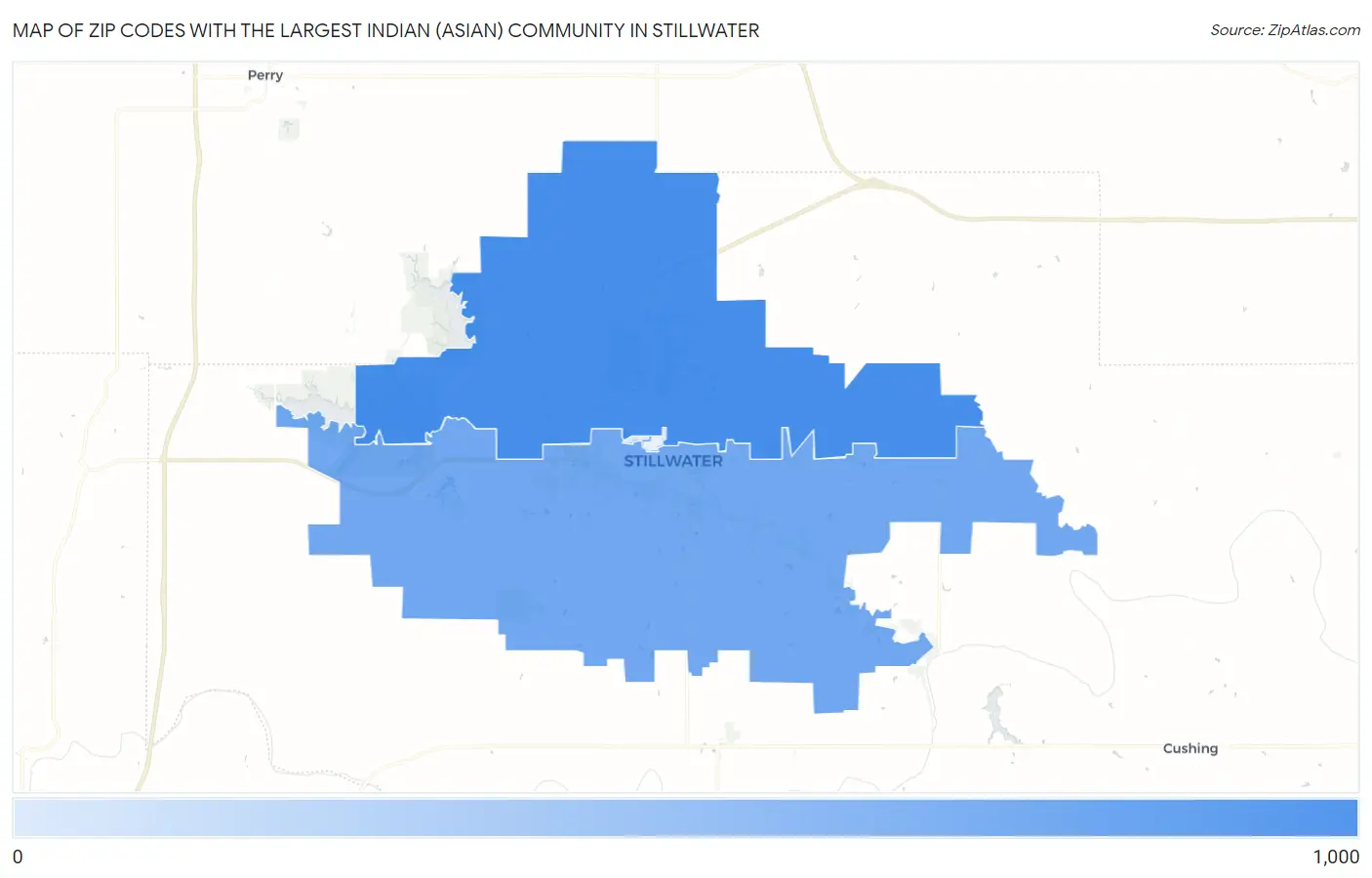 Zip Codes with the Largest Indian (Asian) Community in Stillwater Map