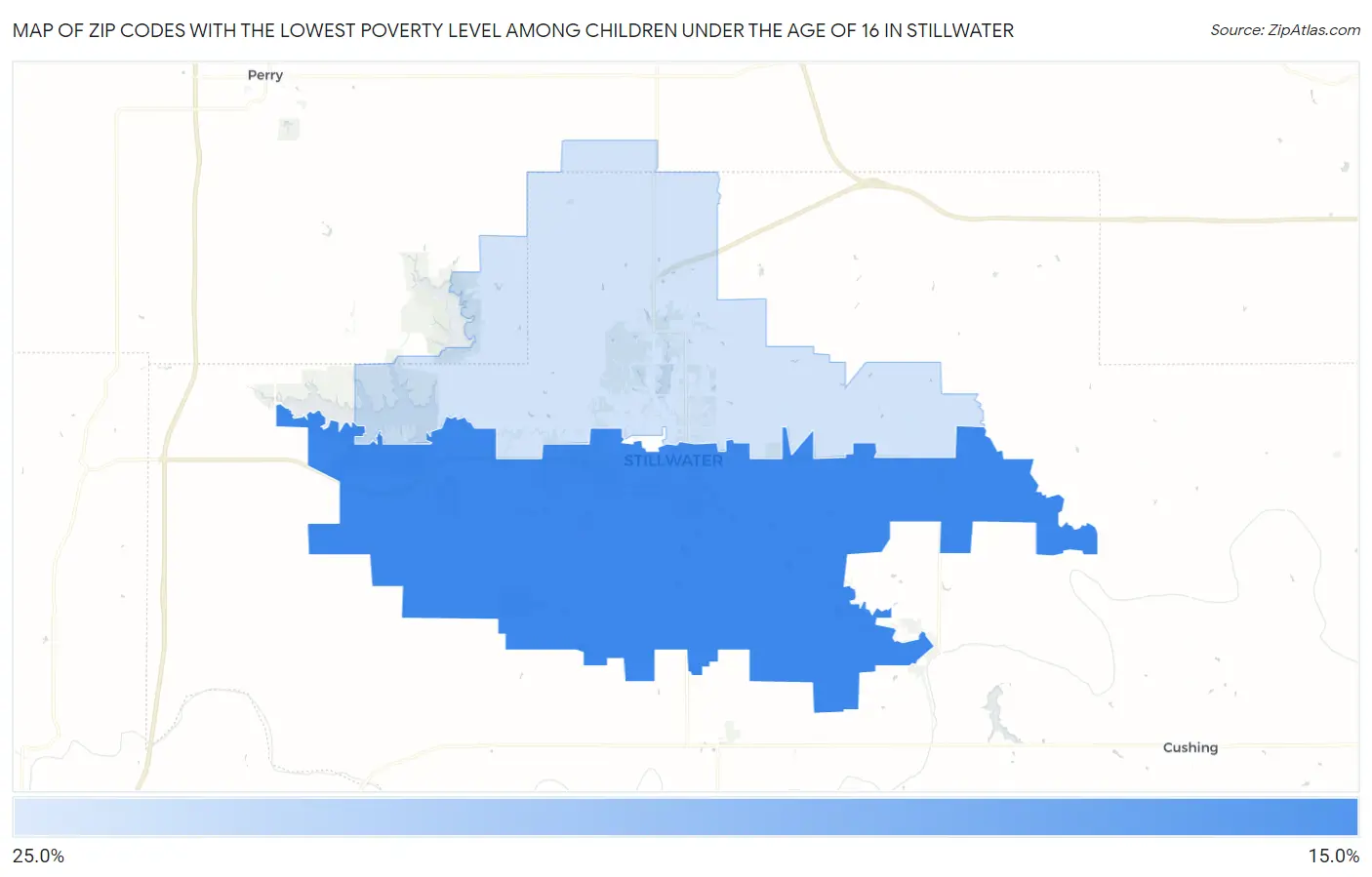 Zip Codes with the Lowest Poverty Level Among Children Under the Age of 16 in Stillwater Map