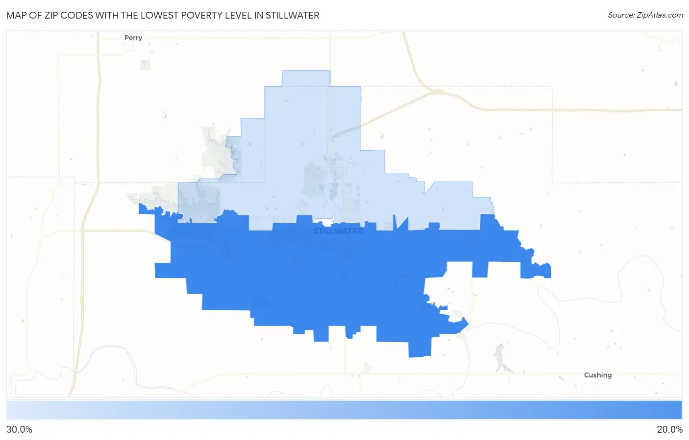 Zip Codes with the Lowest Poverty Level in Stillwater Map
