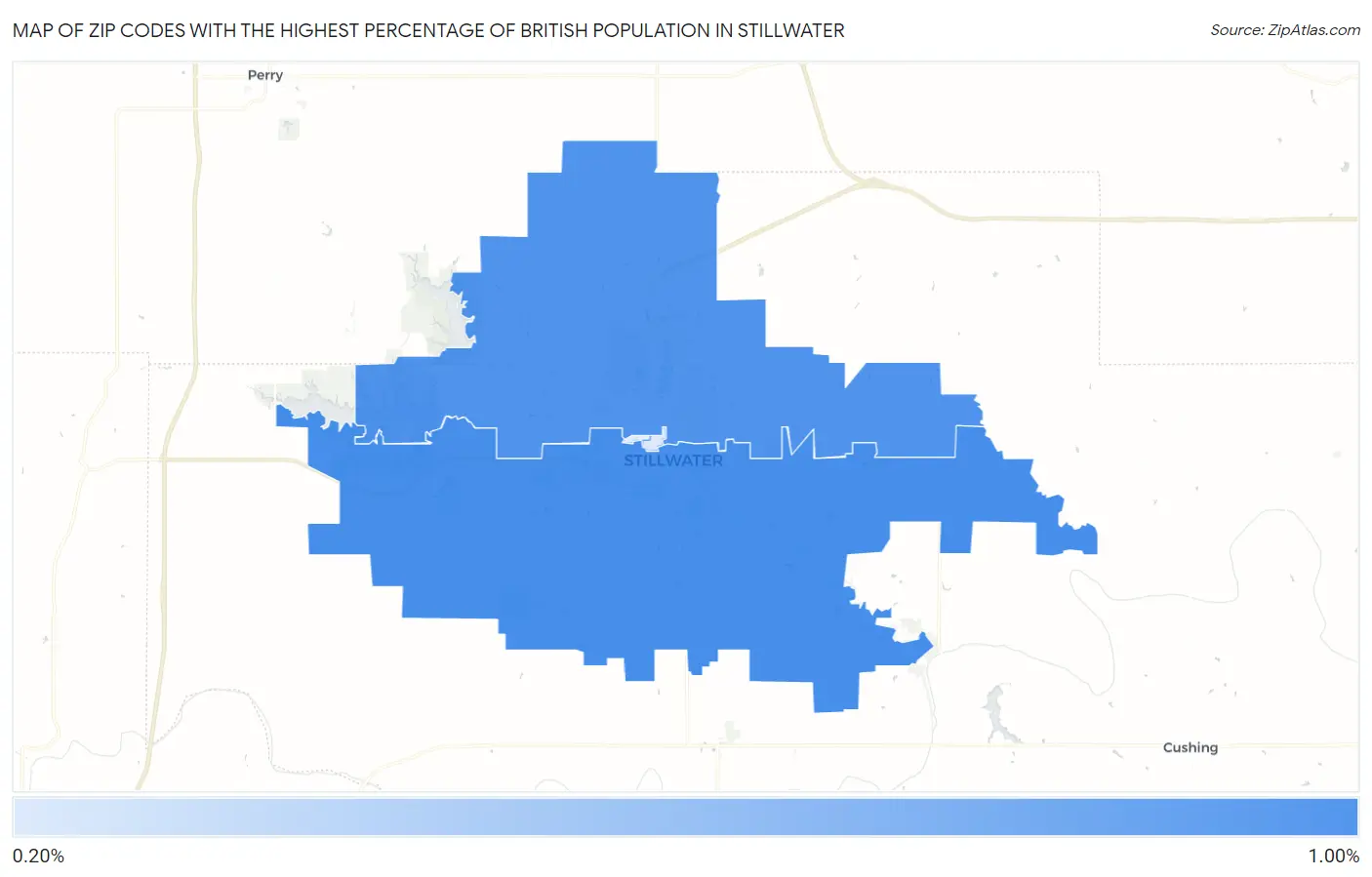 Zip Codes with the Highest Percentage of British Population in Stillwater Map
