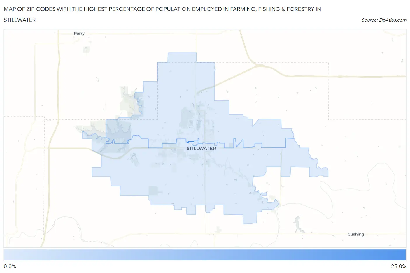 Zip Codes with the Highest Percentage of Population Employed in Farming, Fishing & Forestry in Stillwater Map