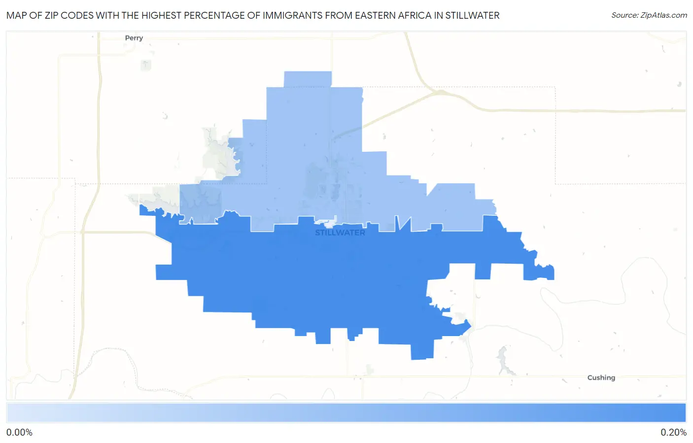 Zip Codes with the Highest Percentage of Immigrants from Eastern Africa in Stillwater Map