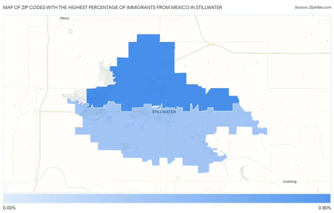 Zip Codes with the Highest Percentage of Immigrants from Mexico in Stillwater Map