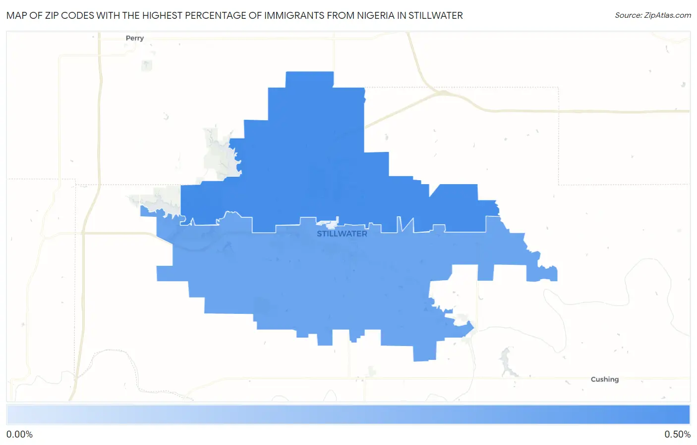 Zip Codes with the Highest Percentage of Immigrants from Nigeria in Stillwater Map