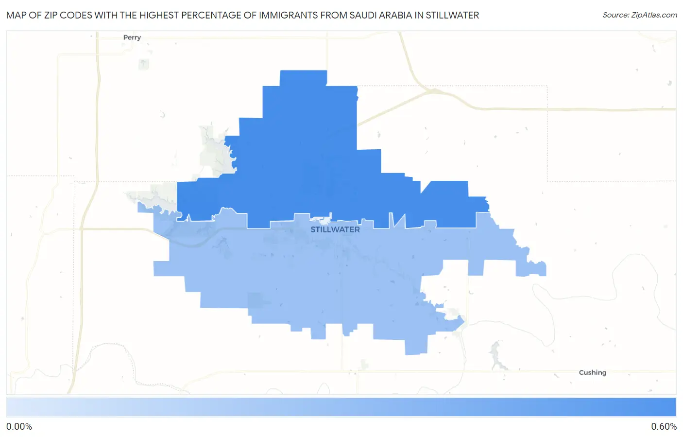 Zip Codes with the Highest Percentage of Immigrants from Saudi Arabia in Stillwater Map