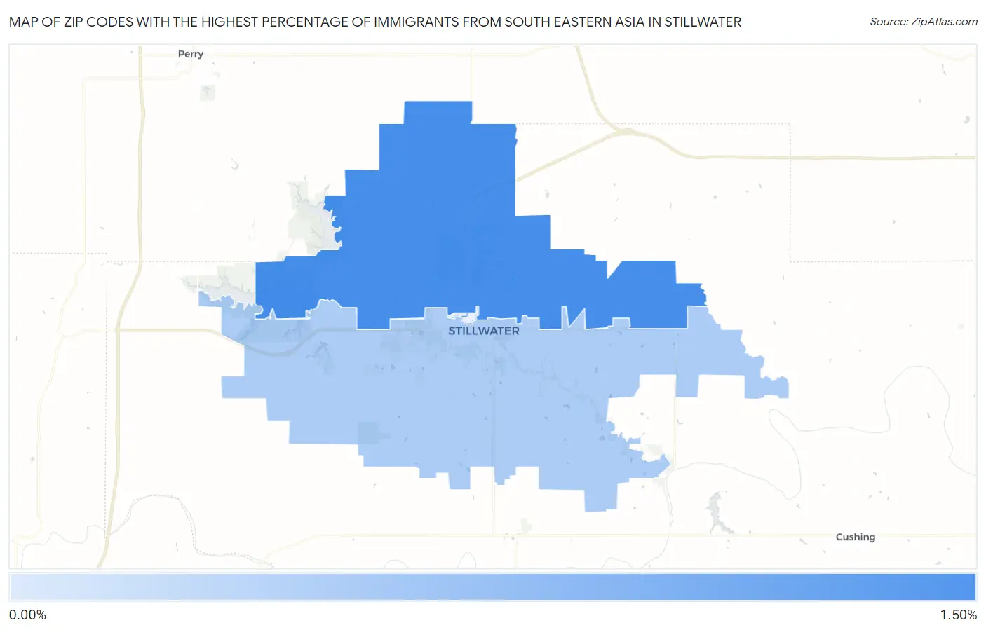 Zip Codes with the Highest Percentage of Immigrants from South Eastern Asia in Stillwater Map