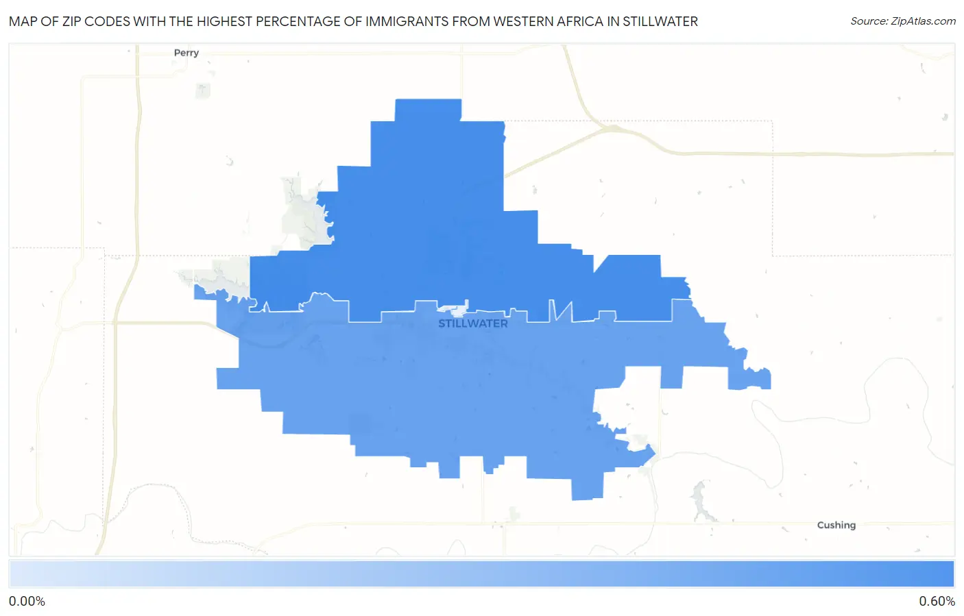 Zip Codes with the Highest Percentage of Immigrants from Western Africa in Stillwater Map