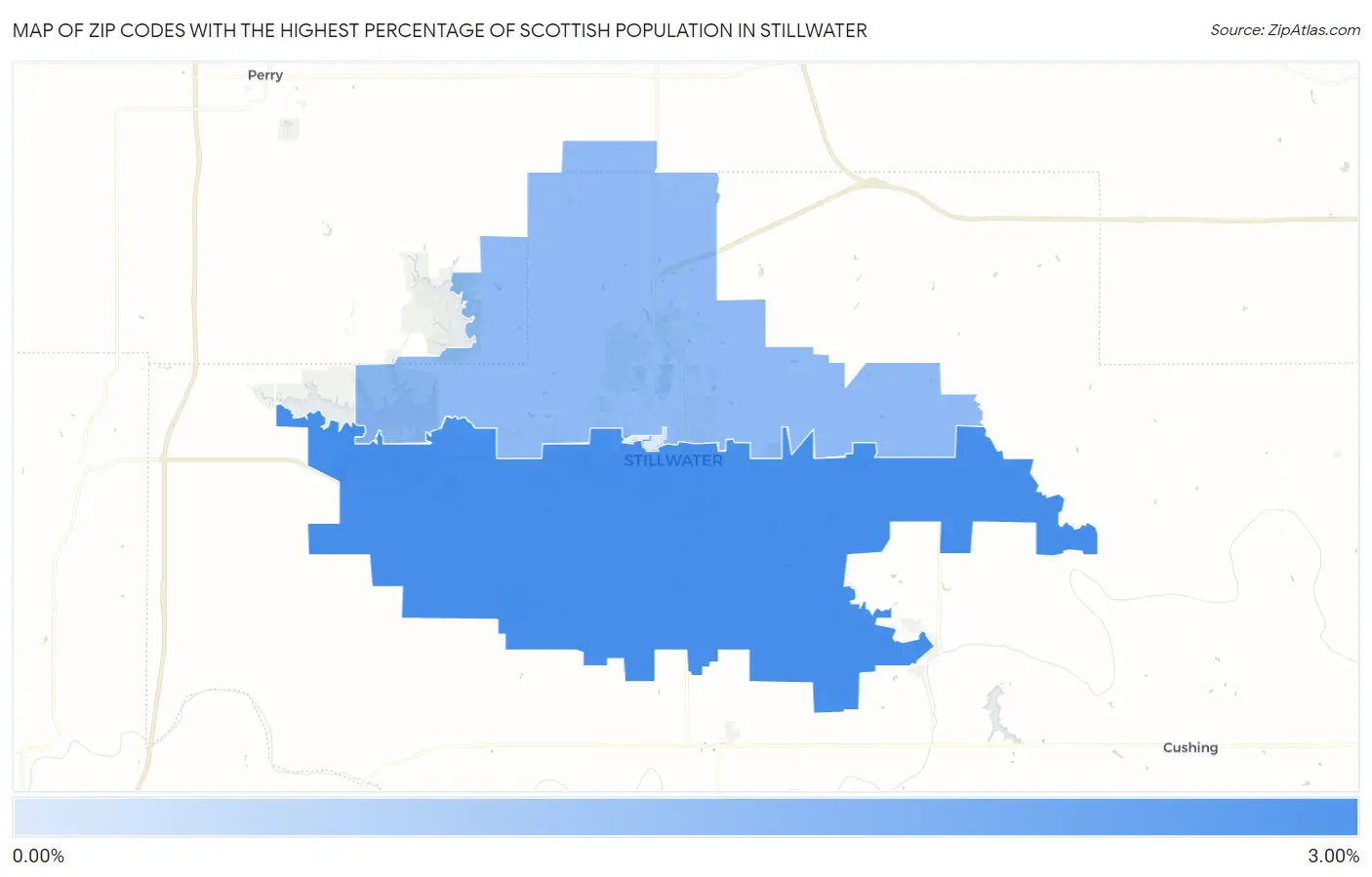 Zip Codes with the Highest Percentage of Scottish Population in Stillwater Map
